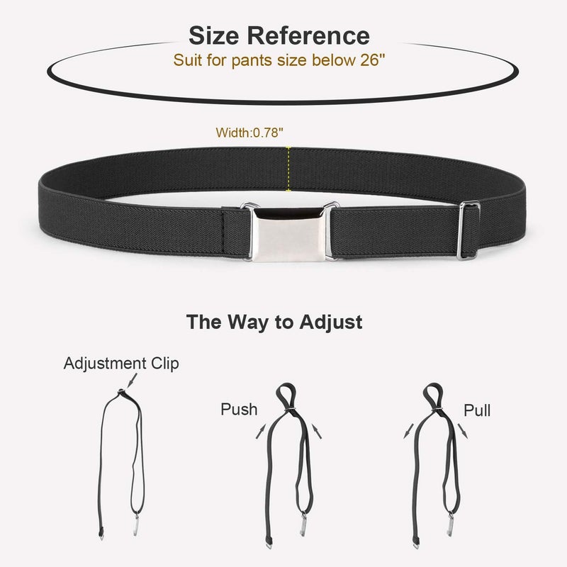 Jas. Good Kids Toddler Belt Elastic Stretch Adjustable Belt for Boys and Girls with Silver Square Buckle 2 Pack - Image 5